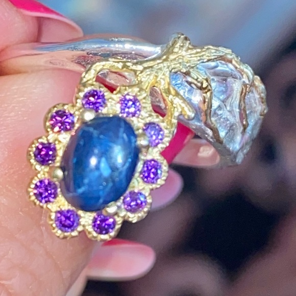 Classy Genuine Blue Star Sapphire Ring - Picture 11 of 11